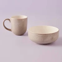 Bella Maison Glaze Yuvarlak 4 Parça 2 Kişilik Stoneware Kahvaltı Takımı Gri