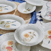 Karaca Lovega Elips-Yuvarlak Desenli 26 Parça 6 Kişilik Stoneware Kahvaltı Takımı Beyaz
