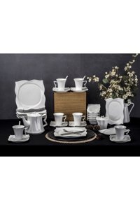 Taç Melani Arina 4048 35 Parça 6 Kişilik Porselen Kahvaltı Takımı Beyaz