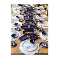 Rossev Blue Wind Desenli 99 Parça 12 Kişilik Stoneware Kahvaltı Takımı Beyaz-Lacivert