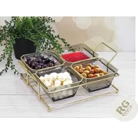 Ec Shop Restival Kare 4 Parça Cam Kahvaltı Takımı Füme