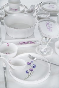 Acar Story Flora Yuvarlak Desenli 45 Parça 6 Kişilik Porselen Kahvaltı Takımı Beyaz