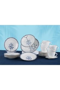 Yzhome Breeze Desenli 19 Parça 6 Kişilik Porselen Kahvaltı Takımı Beyaz