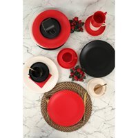 Keramika Rainbow 18 Parça 6 Kişilik Seramik Kahvaltı Takımı Beyaz-Kırmızı-Siyah
