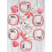 Keramika Retro Desenli 33 Parça 6 Kişilik Seramik Kahvaltı Takımı Beyaz-Pembe