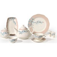 Korkmaz Flora Coll A8726 Desenli 30 Parça 6 Kişilik Porselen Kahvaltı Takımı Beyaz