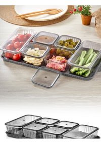 Finehome Kare 6 Parça Plastik Kahvaltı Takımı Şeffaf