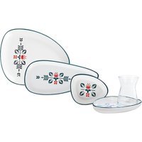 Karaca Emerald Üçgen Desenli 18 Parça 4 Kişilik Stoneware Seramik Kahvaltı Takımı Çok Renkli