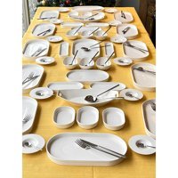 Rossev Pure Oval 132 Parça 12 Kişilik Porselen Kahvaltı Takımı Beyaz