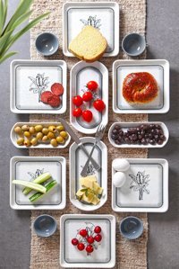 Nandy Home Blenka Seymen Desenli 14 Parça 6 Kişilik Seramik Kahvaltı Takımı Beyaz