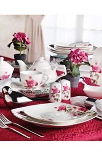 Pierre Cardin Sierra Desenli 6 Kişilik Bone China Kahvaltı Takımı Beyaz