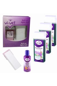 Vi-Vet 1+1 Roll-On Ağda Makinesi + 3xAzulen Kartuş Ağda + Ağda Bezi + Temizleme Yağı