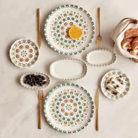 Bella Maison Roby Yuvarlak Desenli 13 Parça 6 Kişilik Porselen Kahvaltı Takımı Çok Renkli