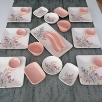 Keramika Kelebek Kare Desenli 23 Parça 6 Kişilik Seramik Kahvaltı Takımı Çok Renkli