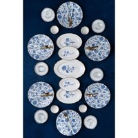 Acar Shade Of Blue Yuvarlak Desenli 27 Parça 6 Kişilik Porselen Kahvaltı Takımı Mavi