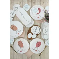Keramika Forever & Always Yuvarlak Desenli 22 Parça 4 Kişilik Seramik Kahvaltı Takımı Beyaz