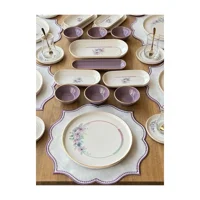 Rossev Lindy Desenli 94 Parça 12 Kişilik Stoneware Kahvaltı Takımı Beyaz-Lacivert