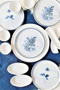 Gulhanıle Blue Magic Yuvarlak Desenli 13 Parça 4 Kişilik Seramik Kahvaltı Takımı Beyaz