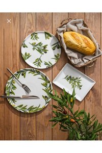 Partridge Store Porland Blessing Desenli 18 Parça 6 Kişilik Porselen Kahvaltı Takımı Beyaz-Yeşil