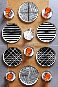 Kitchen Life Pop Blackwhite Desenli 18 Parça 6 Kişilik Seramik Kahvaltı Takımı Beyaz-Siyah