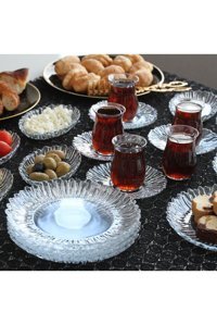 Paşabahçe Aura 24 Parça 6 Kişilik Cam Kahvaltı Takımı Şeffaf