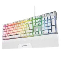 Rampage Carbon Rgb Red Switch Bilek Destekli Hot Swap Gaming Klavye Mekanik Klavye Oyuncu Klavyesi-beyaz