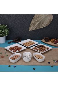 Kitchen Grande Kütahya Desenli 6 Parça 2 Kişilik Seramik Kahvaltı Takımı Beyaz