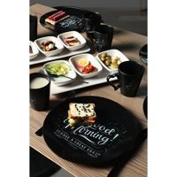 Keramika Good Morning Yuvarlak Desenli 20 Parça 6 Kişilik Seramik Kahvaltı Takımı Siyah