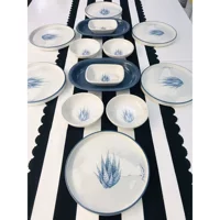 Keramika Blue Magic Yuvarlak Desenli 14 Parça 6 Kişilik Seramik Kahvaltı Takımı Beyaz-Mavi
