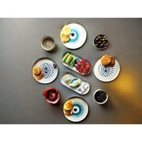 Kevin Seramik Nazar Desenli 10 Parça 4 Kişilik Seramik Kahvaltı Takımı Beyaz
