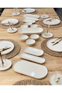 Onedekor Modern Pure Milenyum 37 Parça 6 Kişilik Seramik Kahvaltı Takımı Beyaz