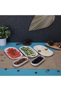 Kitchen Grande Kütahya Desenli 5 Parça 2 Kişilik Seramik Kahvaltı Takımı Beyaz