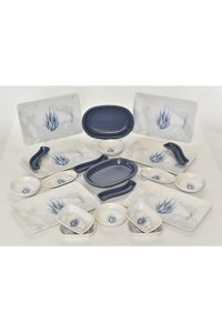 Keramika Blue Magic 19864 Yuvarlak Desenli 22 Parça 6 Kişilik Seramik Kahvaltı Takımı Beyaz
