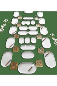Evimsepette Ay Oval 25 Parça 12 Kişilik Seramik Kahvaltı Takımı Beyaz