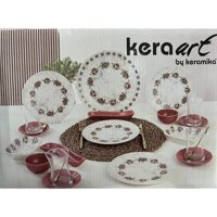 Keramika Ege Bulut Ivory Yuvarlak Desenli 19 Parça 4 Kişilik Seramik Kahvaltı Takımı Çok Renkli