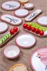 Çavdar Group Desenli Yuvarlak Desenli 10 Parça 4 Kişilik Seramik Kahvaltı Takımı Mor