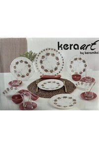 Keramika Ivory Yuvarlak Desenli 19 Parça 4 Kişilik Seramik Kahvaltı Takımı Çok Renkli