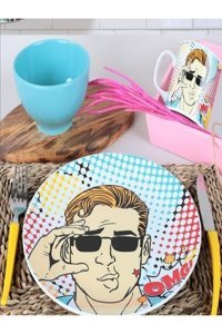 Lizayn Tekstil Keramika Desenli 3 Parça 1 Kişilik Stoneware Kahvaltı Takımı Çok Renkli