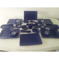 Keramika Mat Kare 30 Parça 6 Kişilik Seramik Kahvaltı Takımı Lacivert
