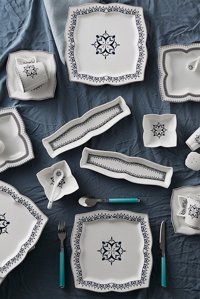 Karaca Blau Kare Desenli 32 Parça 6 Kişilik Stoneware Seramik Kahvaltı Takımı Çok Renkli
