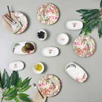 Karaca Loro Yuvarlak Desenli 16 Parça 6 Kişilik Stoneware Kahvaltı Takımı Beyaz
