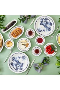 Bella Maison Vanessa Yuvarlak Desenli 26 Parça 6 Kişilik Stoneware Kahvaltı Takımı Mavi