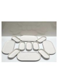 Hitfoni Kahvaltılık Sunum Tabağı Oval 11 Parça Kahvaltı Takımı Beyaz