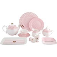 Royal Victoria Gülensu Zhr16-112 Desenli 41 Parça 6 Kişilik Porselen Kahvaltı Takımı Pembe