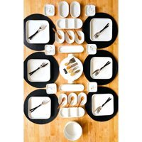 Casa De Bella Modern Kare 50 Parça 6 Kişilik Porselen Kahvaltı Takımı Beyaz
