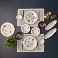 Karaca Fine Pearl New Grace Black Oval-Yuvarlak Desenli 26 Parça 6 Kişilik Fine Pearl Kahvaltı Takımı Beyaz