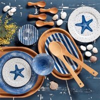 Porland Starfish Desenli 36 Parça 6 Kişilik Porselen Kahvaltı Takımı Beyaz-Mavi