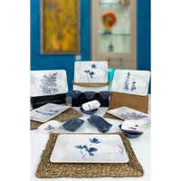 Keramika Blue Magic Kare Desenli 17 Parça 6 Kişilik Seramik Kahvaltı Takımı Beyaz-Mavi