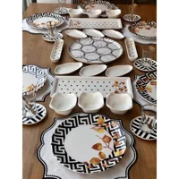Rossev Güz Desenli 47 Parça 6 Kişilik Stoneware Kahvaltı Takımı Renkli