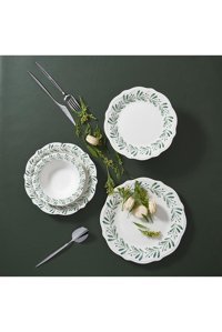 Jumbo Crown Yuvarlak Desenli 26 Parça 6 Kişilik Stoneware Kahvaltı Takımı Yeşil